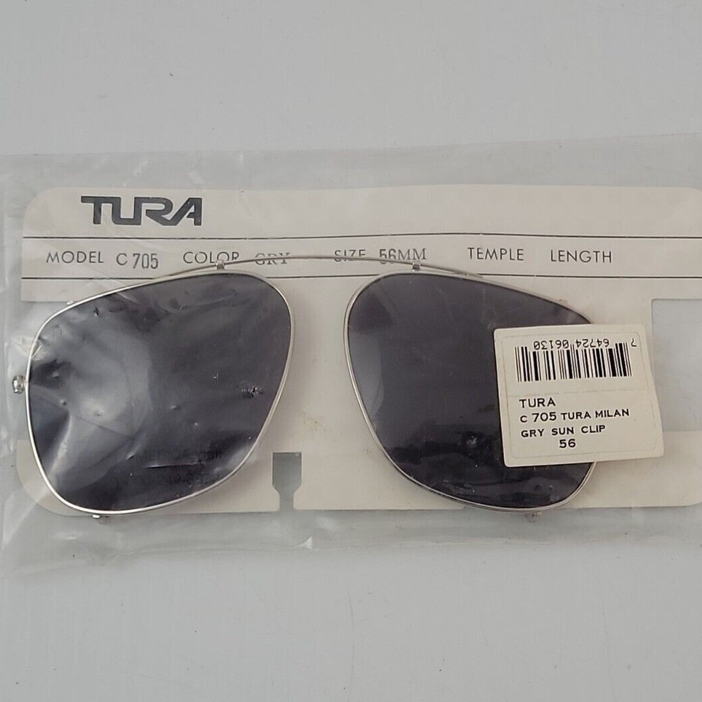 Tura C‎ 705 Milan Gray Rhodium Clip On Sunglasses 56mm Vintage Japan NOS